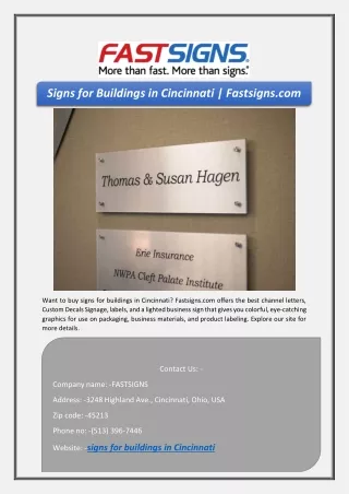 Signs for Buildings in Cincinnati | Fastsigns.com