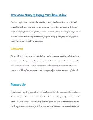 how to save money by buying your glasses online