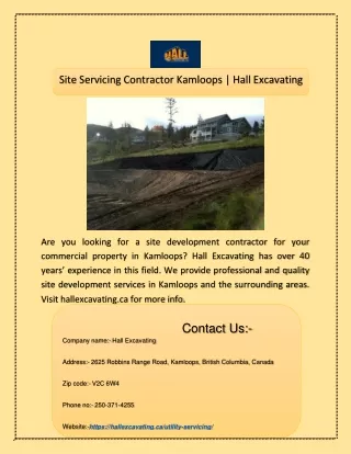 Site Servicing Contractor Kamloops | Hall Excavating
