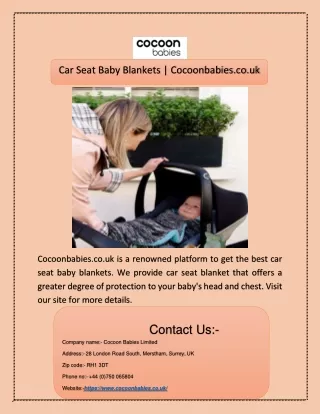 Car Seat Baby Blankets | Cocoonbabies.co.uk