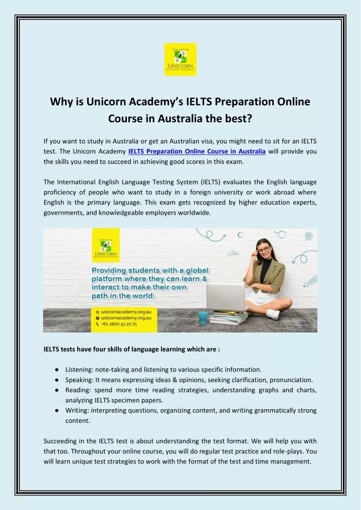 why is unicorn academy s ielts preparation online