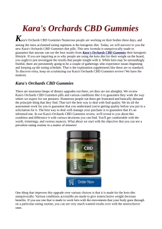 Kara's Orchards CBD Gummies| Side Effects | Reviews  | Benfits | Ingredients.
