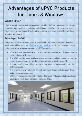 advantages of upvc products for doors windows