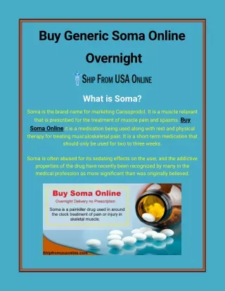 Buy Generic Soma Online Overnight