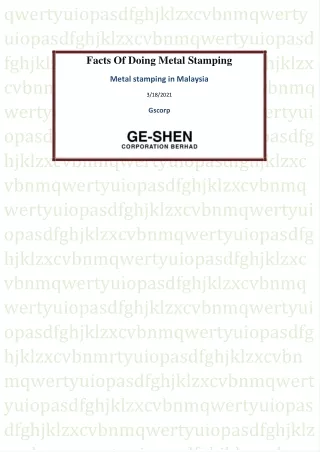 Metal Stamping in Malaysia - Ge-Shen Corporation