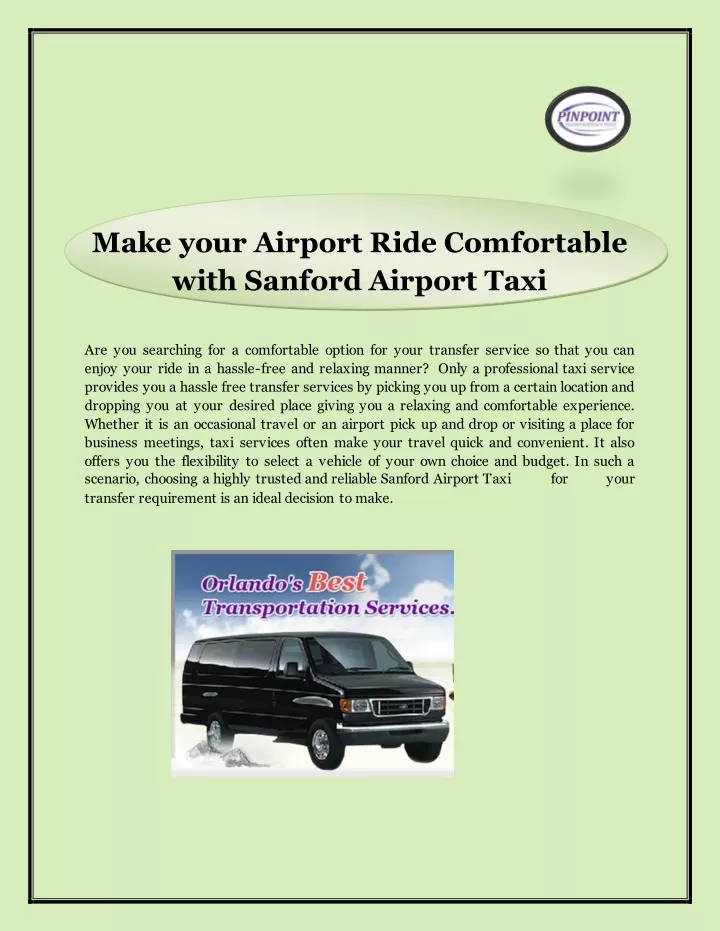 make your airport ride comfortable with sanford