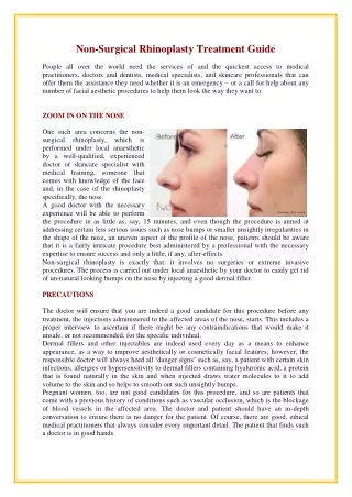 Non-Surgical Rhinoplasty Treatment Guide