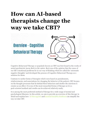 How can AI-based therapists change the way we take CBT? - MARCo