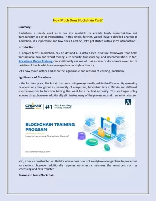 how much does blockchain cost