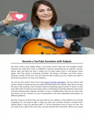 Become a YouTube Sensation with Subpals