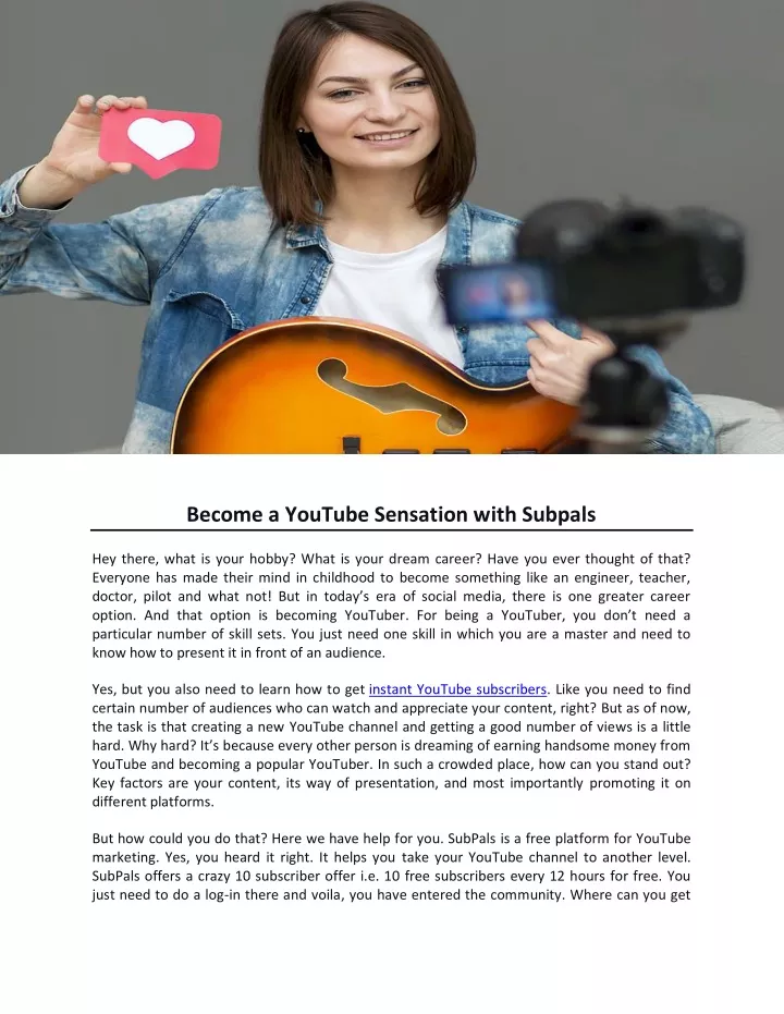 become a youtube sensation with subpals