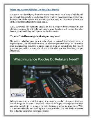 what insurance policies do retailers need