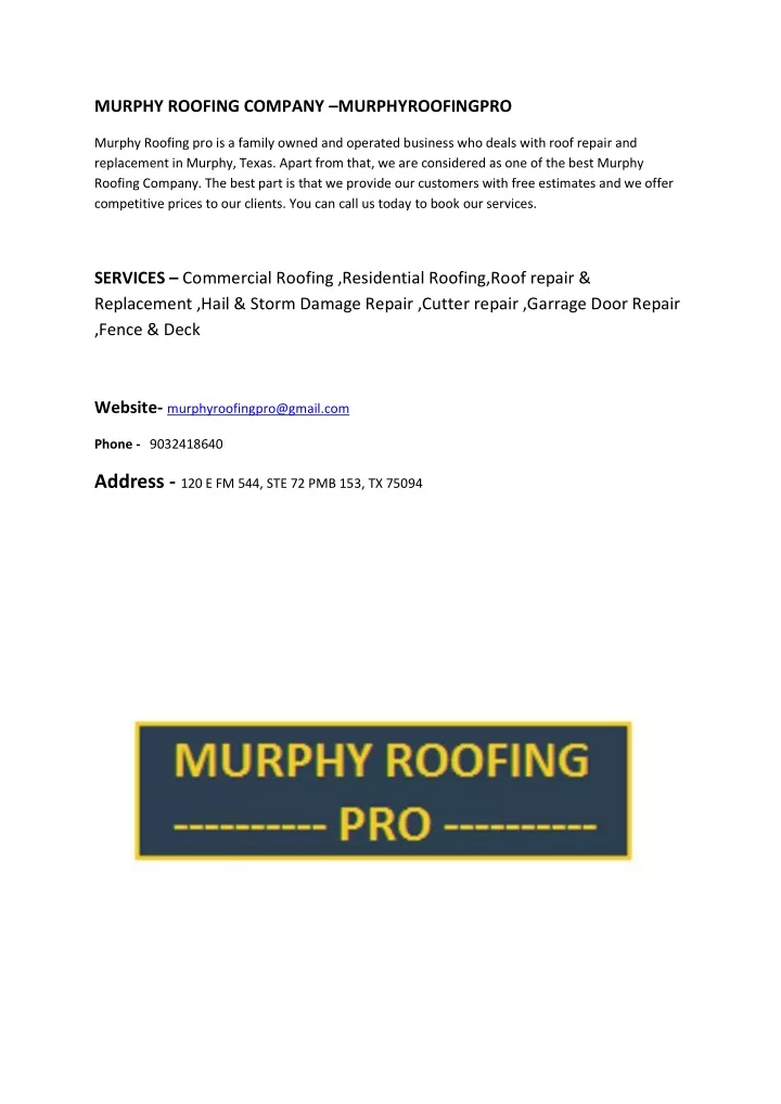 murphy roofing company murphyroofingpro