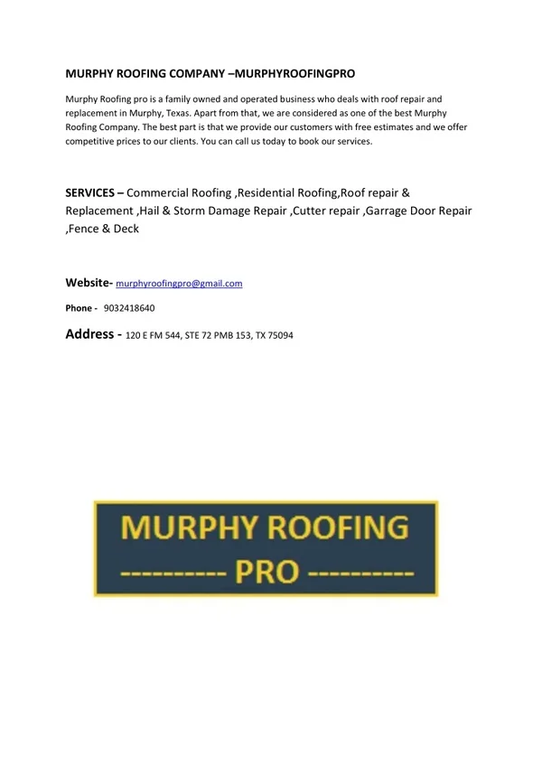 Roofing Company in Murphy – MurphyRoofingPro