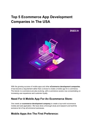 Top 5 Ecommerce App Development Companies in The USA