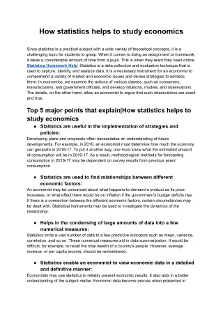 how statistics helps to study economics