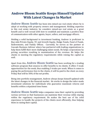 andrew bloom seattle keeps himself updated with