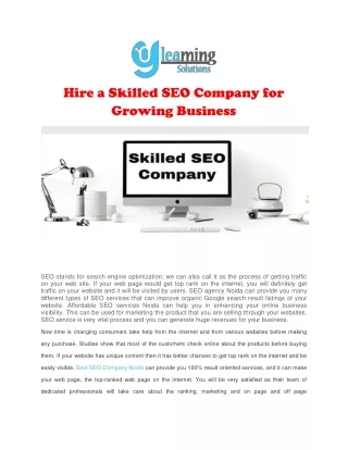 Hire a Skilled SEO Company for Growing Business