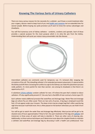knowing the various sorts of urinary catheters