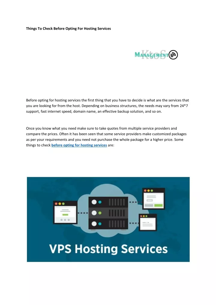 things to check before opting for hosting services