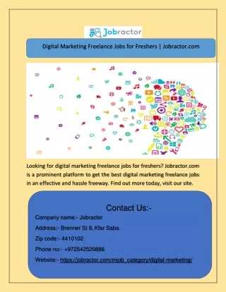 Digital Marketing Freelance Jobs for Freshers | Jobractor.com