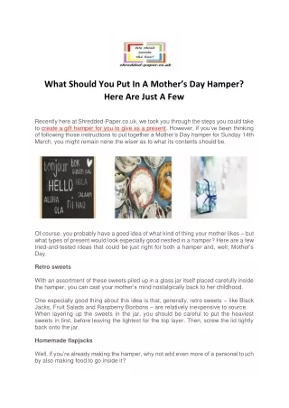 what should you put in a mother s day hamper here