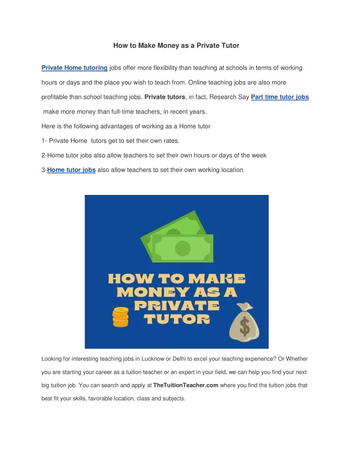 how to make money as a private tutor