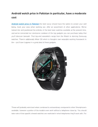 android watch price in pakistan in particular