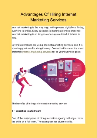 Advantages Of Hiring Internet Marketing Services