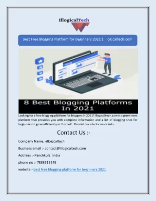 Best Free Blogging Platform for Beginners 2021 | Illogicaltech.com