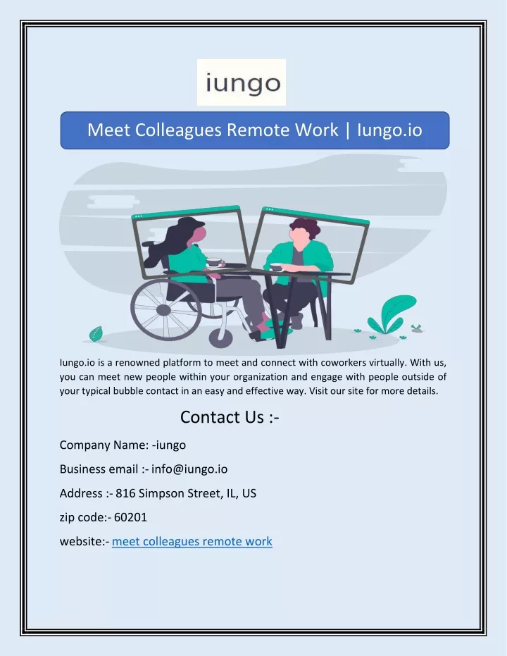 meet colleagues remote work iungo io