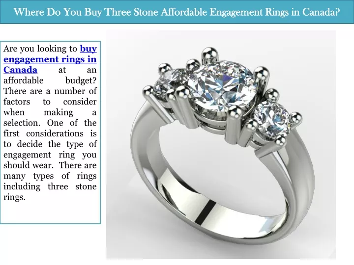 where do you buy three stone affordable engagement rings in canada
