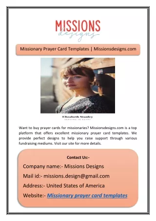 Missionary Prayer Card Templates | Missionsdesigns.com