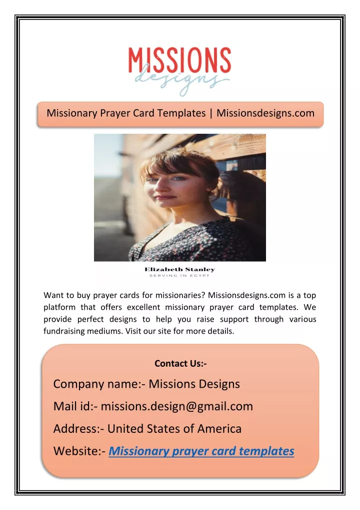 missionary prayer card templates missionsdesigns