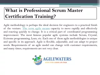 What is Professional Scrum Master Certification Training?