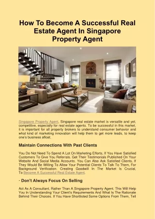 The Best Property Agent In Singapore