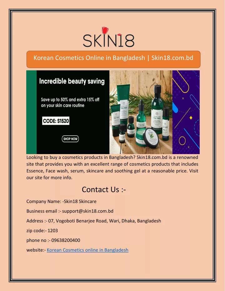 korean cosmetics online in bangladesh skin18