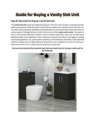 guide for buying a vanity sink unit