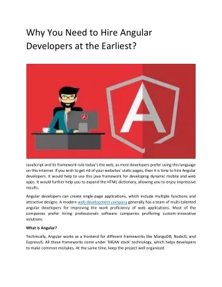 Why You Need to Hire Angular Developers at the Earliest?