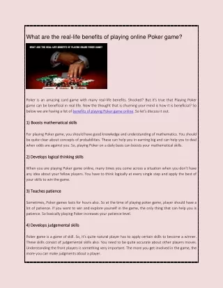 what are the real life benefits of playing online