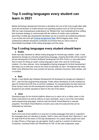 top 5 coding languages every student can learn