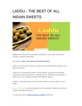 Laddu - The best of all Indian Sweets