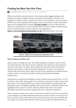 Finding the Best Van Hire Fleet