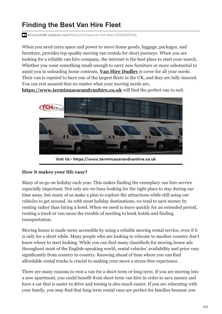 finding the best van hire fleet
