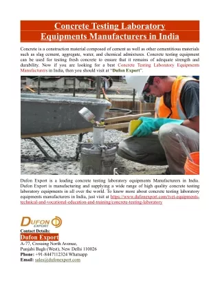 Concrete Testing Laboratory Equipments Manufacturers