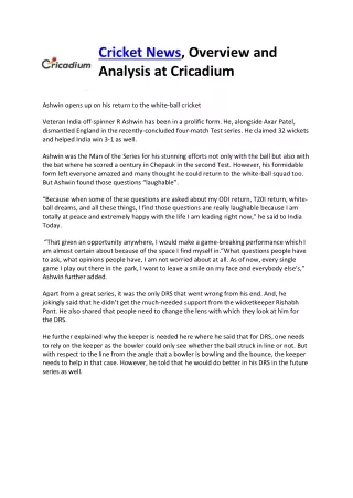 cricket news overview and analysis at cricadium