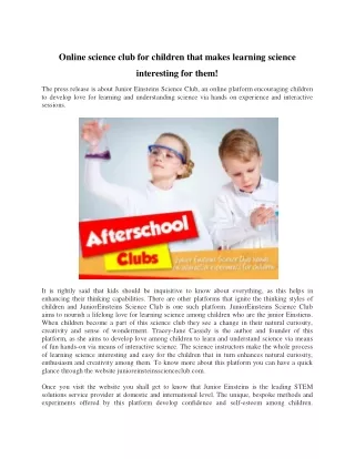 online science club for children that makes