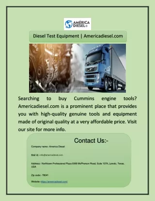 Diesel Test Equipment | Americadiesel.com