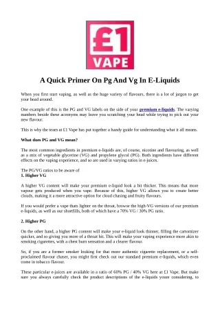 a quick primer on pg and vg in e liquids