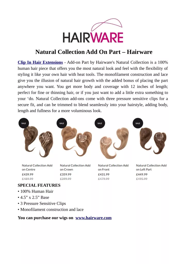 natural collection add on part hairware